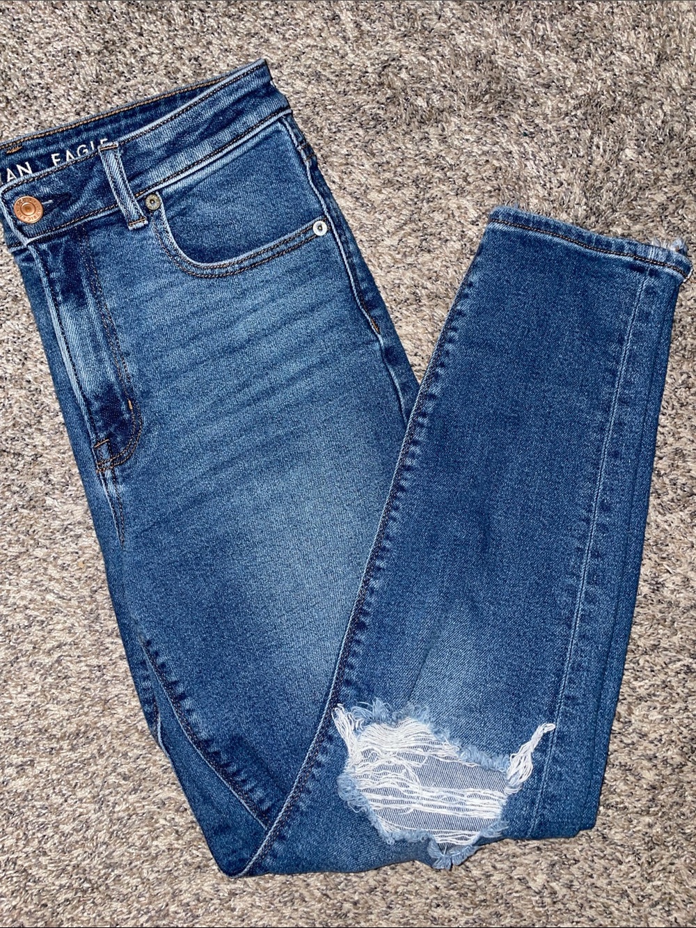 American Eagle Outfitters High-Rise Distressed Mom Jeans